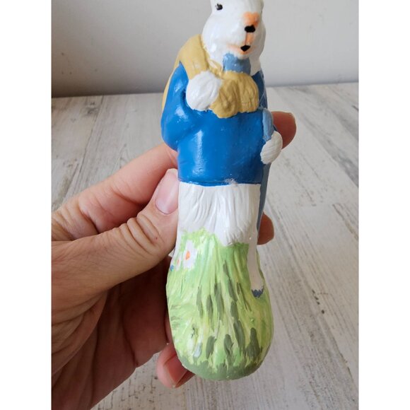 Vintage plaster Easter Bunny rabbit chick figurine decor statue - Picture 5 of 10